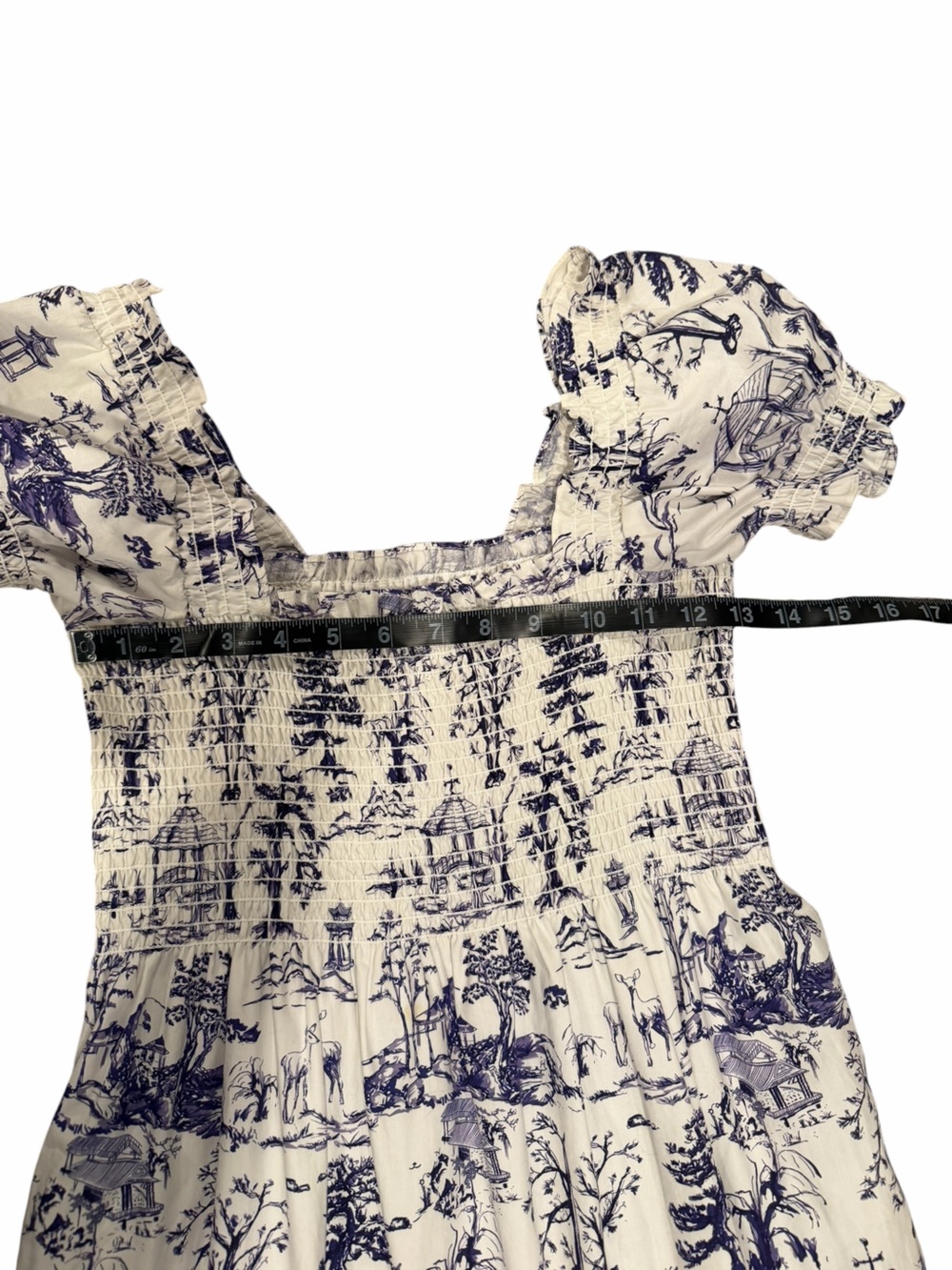 O.P.T. Daphne Blue & White Toile Midi Dress Size S NWOT $198 - Picture 5 of 7